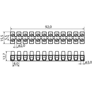 Клемні колодки 4 мм2 / 3А тип W (U)