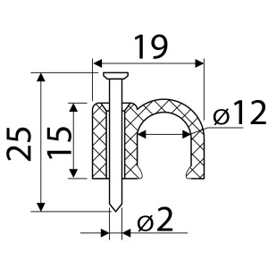 Скоба біла CHR-12 мм кругла (100 шт.)