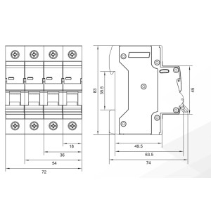 Модульний автоматичний вимикач UTrust 2р 25А B 6kА