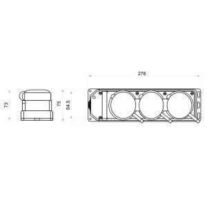 Колодка каучукова 3Р+РЕ з захисними кришками тримісна (1×25А/2×16A*2P+PE) IP44