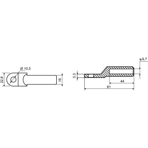 Наконечники без ізоляції мідно-алюмінієві  DTL-50