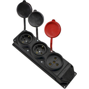 Колодка каучукова 3Р+РЕ з захисними кришками тримісна (1×25А/2×16A*2P+PE) IP44