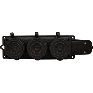 Колодка каучукова 2Р+PE з захисними кришками тримісна 16А IP44