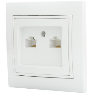 Розетка комп’ютерна подвійна РВcomсб-2-Fl-W