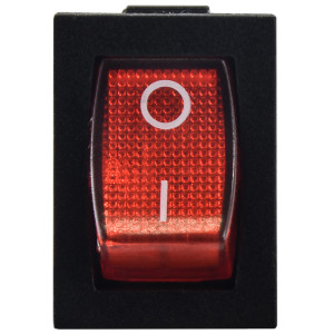 Перемикач 1 клав.  червоний з підсвічуванням KCD1-4-201N  R/B 220V