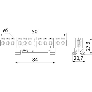 Нульова шина з ізолятором на Din-рейку BC-512 6х9 12 отв.