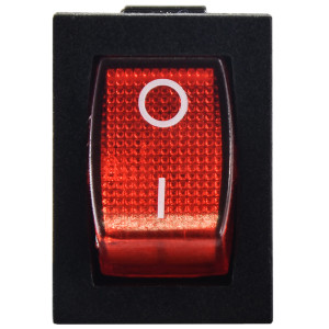 Перемикач 1 клав. червоний з підсвічуванням KCD1-2-101N  R/B  220V