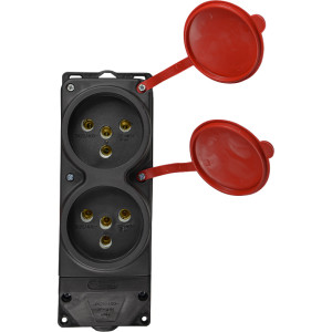 Колодка каучукова 3Р+РЕ з захисними кришками двомісна (2×25А) IP44