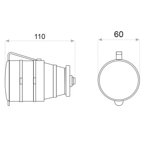 Розетка каучукова з захисною кришкою 3Р+РЕ 25А IP44
