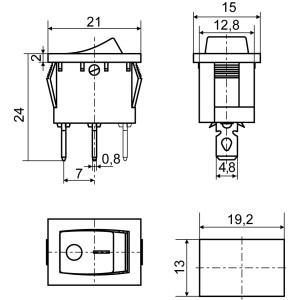 Перемикач 1 клав. жовтий з підсвічуванням KCD1-2-101N YL/B  220V