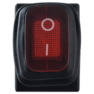 Перемикач 1 клав. вологозах. червоний з підсвічуванням KCD1-2-101NW R/B  220V