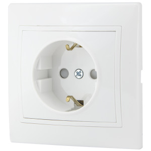 Розетка 2Р+PE  зі шторками  PBшсб16-З-Fl-W (біла)