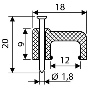 Скоба біла CHF-12 мм плоска (100 шт.)
