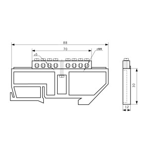 Нульова шина з ізолятором на Din-рейку ВС - 4А 10