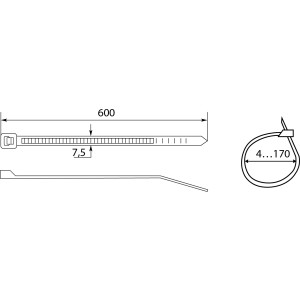 Хомути кабельні CHS 600 х 8 мм білі (упак 100шт)