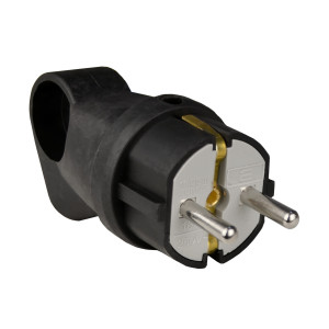 Вилка каучукова кутова з кільцем 2P+PE 16А