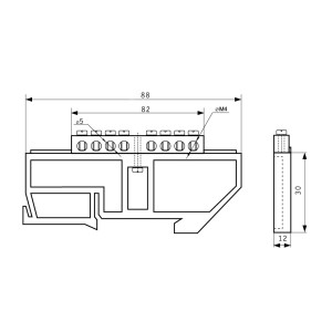 Нульова шина з ізолятором на Din-рейку ВС - 4А 12