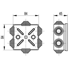 Коробка відгалужувач з кабельними вводами, IP44, 80х80х40мм, 53700, ДКС