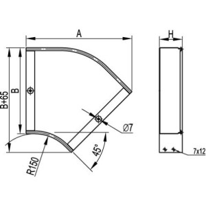 Кут CPO 45 горизонтальний 45°, 300х80, гарячого цинкування, метод Сендзіміра, 36085, ДКС