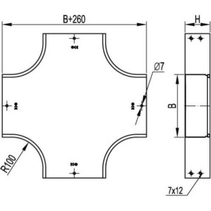 Відгалужувач DPX хрестоподібний 600х50, гарячого цинкування, метод Сендзіміра, 36188, ДКС