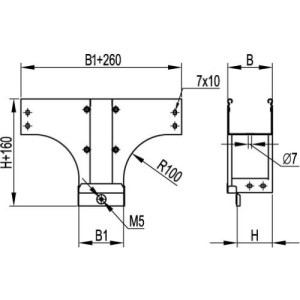 Відгалужувач TDSR Т-подібний вертикальний перехідник 200/100, гарячого цинкування, метод Сендзіміра, 37624, ДКС