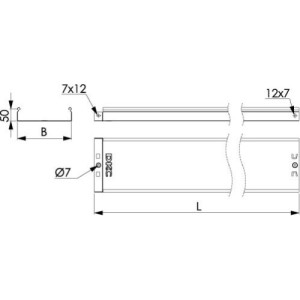 Короб/лоток неперфорований 50х50 гарячого цинкування, метод Сендзіміра, довжина 3000 мм, 35020, ДКС