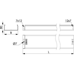 Короб/лоток неперфорований 150х80 гарячого цинкування, метод Сендзіміра, довжина 3000 мм, 35063, ДКС