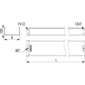 Короб/лоток неперфорований 300х100 гарячого цинкування, метод Сендзіміра, довжина 3000 мм, 35104, ДКС