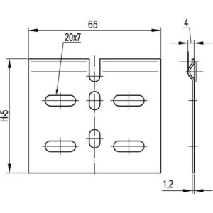 Регульований горизонтальний з'єднувач внутрішній, висота 50 мм, гарячого цинкування, метод Сендзіміра, LP0050, ДКС