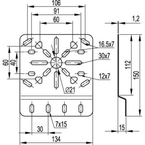 Пластина монтажна вертикальна, гарячого цинкування, метод Сендзіміра, LP3000, ДКС