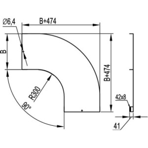 Кришка на кут горизонтальний 90°, осн. 300, R=300 мм, гарячого цинкування, метод Сендзіміра, LK0033, ДКС
