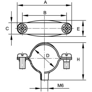 Хомут сталевий з внутрішньою різьбою М6, д.20мм, 58020, ДКС