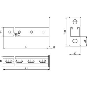 Консоль одиночна LAS, 41х41 мм, для лотку з основою 600 мм, гарячого цинкування, метод Сендзіміра, BBP4160, ДКС
