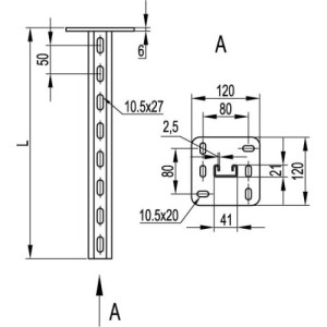 Вертикальний підвіс одиночний 41х21, довжина 200 мм, гарячого цинкування, метод Сендзіміра, BSP2102, ДКС