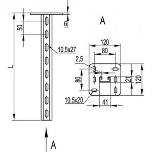 Вертикальний підвіс одиночний 41х21, довжина 1200 мм, гарячого цинкування, метод Сендзіміра, BSP2112, ДКС