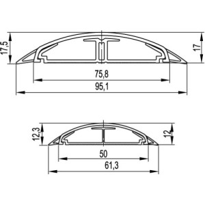 Підлоговий канал 75x17мм CSP-F, сірий RAL 7030, 01332, ДКС