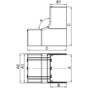 NIAV 100x40 кут внутрішній змінюваний (70-120°), білий RAL9001, 01725, ДКС