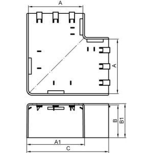 NPAN 100x60 кут плаский білий RAL9001, 01745, ДКС