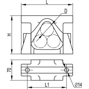 Кабельний тримач для кріплення в трикутник, д. 35-55мм, BHR3505, ДКС