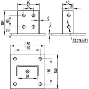 Посилене кріплення до стелі для профілю 82х41, гаряче цинкування після виготовлення (HDZ), BSF8201HDZ, ДКС