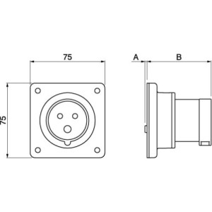 Вилка прихованого монтажу IP44 16А 2P+E 230В, основа 75х75мм, DIS2431693, ДКС