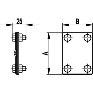З'єднувач дріт-полоса з роздільною пластиною, дріт d8-10мм/полоса 40x4мм, сталь гарячого цинкування, NG3101, ДКС