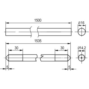 Стрижень заземлення забивний, d16мм, довжина 1,5м, сталь гарячого цинкування, NE1202, ДКС