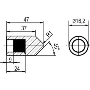 Наконечник для забивного стрижня заземлення d16мм, латунь, NE1402, ДКС