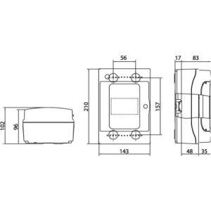 Щиток настінний з дверцятами 4 модуля, IP65, колір сірий RAL7035, 85604, ДКС