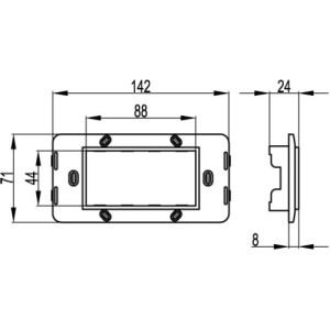 Каркас на 4 модулі (двомісний), білий RAL9010, 75021W, ДКС