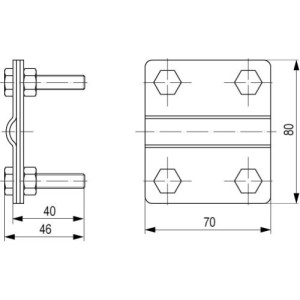 З'єднувач стрижня d16-20мм і полоси до 40мм, сталь гарячого цинкування, NG3116, ДКС
