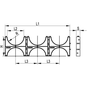 Тримач відстані (кластер) для двошарових труб, потрійний, д. вн., мм 90, 025903, ДКС