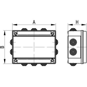 Коробка відгалужуюча P30-P90, 100х100х50, з кабельними вводами 6х25 мм, серії FS, термопласт, з керамічною клемною колодкою 4х4мм2, колір оранжевий, FSB11404, ДКС