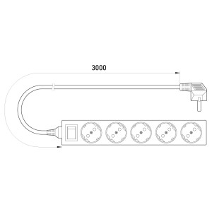Подовжувач e.es.5.3.z.s.b 5 гнізд, 3м, з з/к, з вимикачем, baby protect